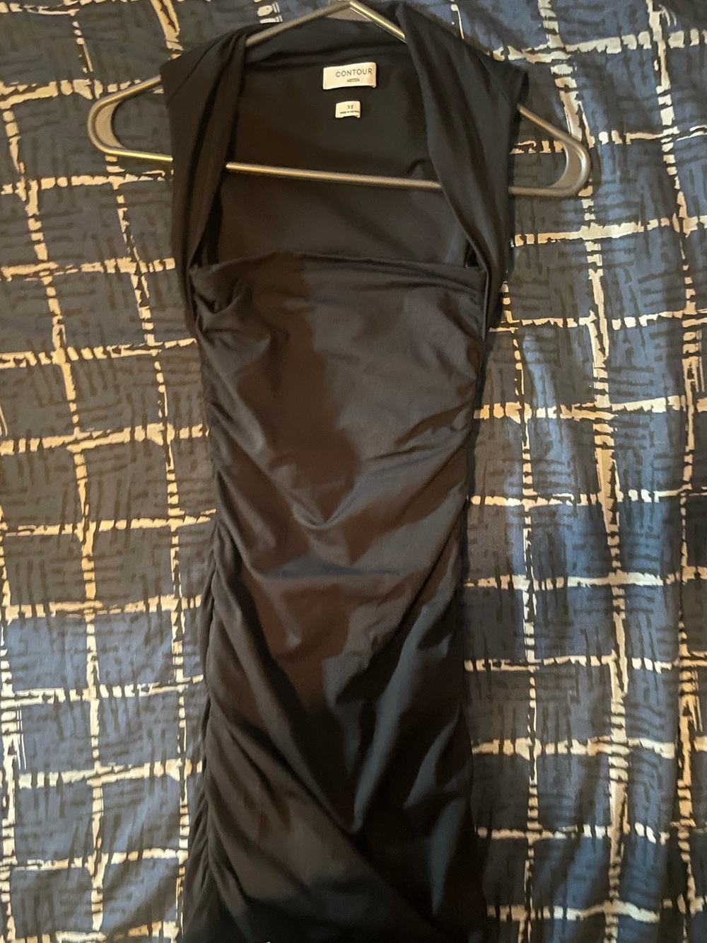 Aritzia Contour Black Ruched Flourish Mini Dress
